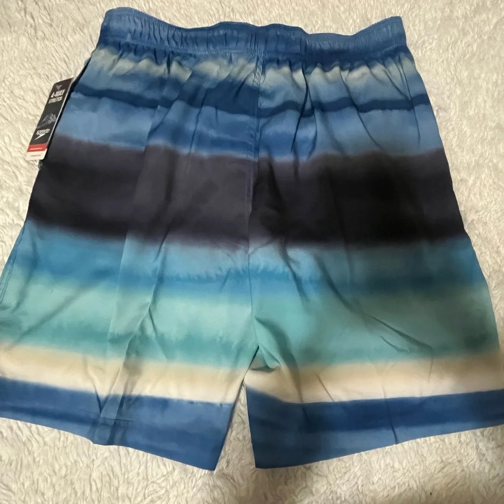 Speedo  blue striped UPF+50 protection swim trunks size L
